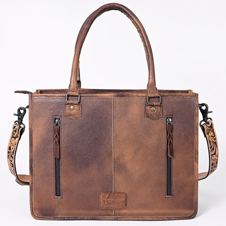 American Darling Briefcase Hand Tooled Hair On Genuine Leather Western Women Bag Handbag | for Cute Laptop