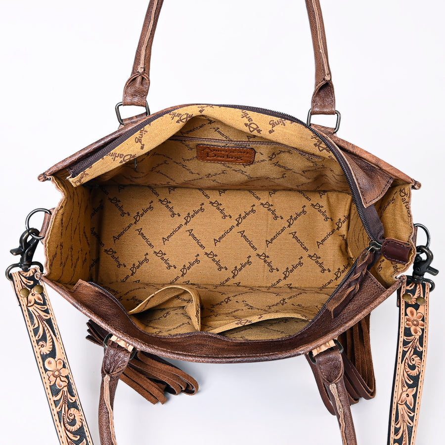 American Darling Briefcase Hand Tooled Hair On Genuine Leather Western Women Bag Handbag | for Cute Laptop