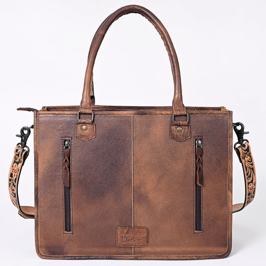 American Darling Briefcase Hand Tooled Hair On Genuine Leather Western Women Bag Handbag | for Cute Laptop