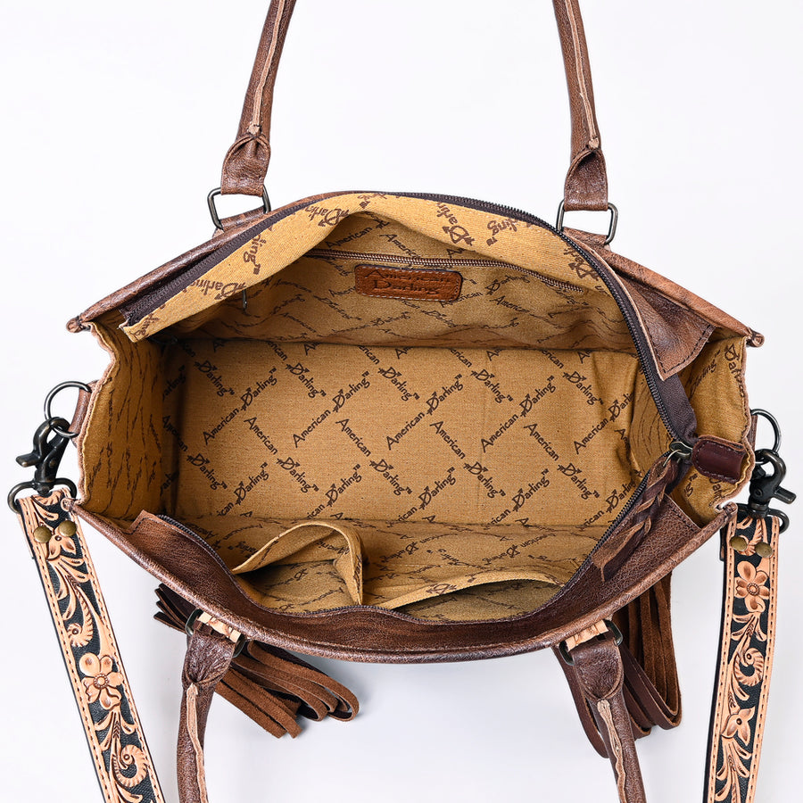 American Darling Briefcase Hand Tooled Hair On Genuine Leather Western Women Bag Handbag | for Cute Laptop