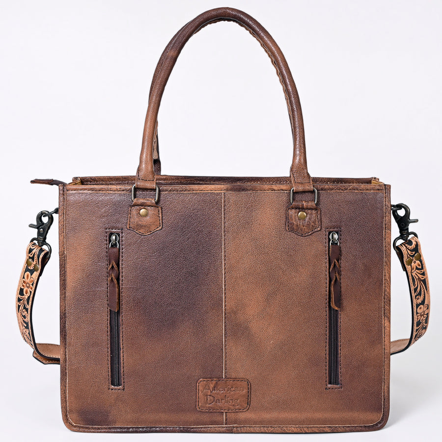 American Darling Briefcase Hand Tooled Hair On Genuine Leather Western Women Bag Handbag | for Cute Laptop