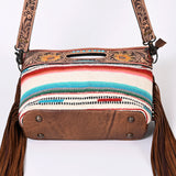 American Darling Clutch Hand Tooled Saddle Blanket Fabric Genuine Leather Western Women Bag Handbag Purse | Purses for Cute