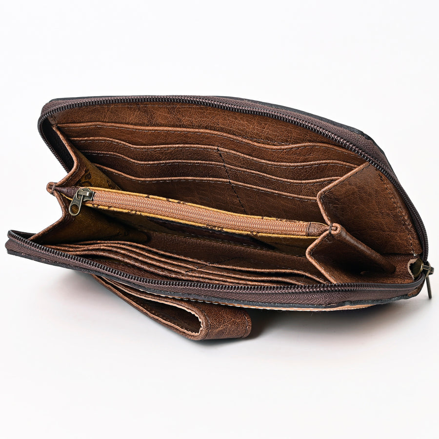 American Darling Western Organizer Bag Hand Woven Saddle Blanket Hand Tooled Leather Small Organizer 4.5in (H) X 8in (W)
