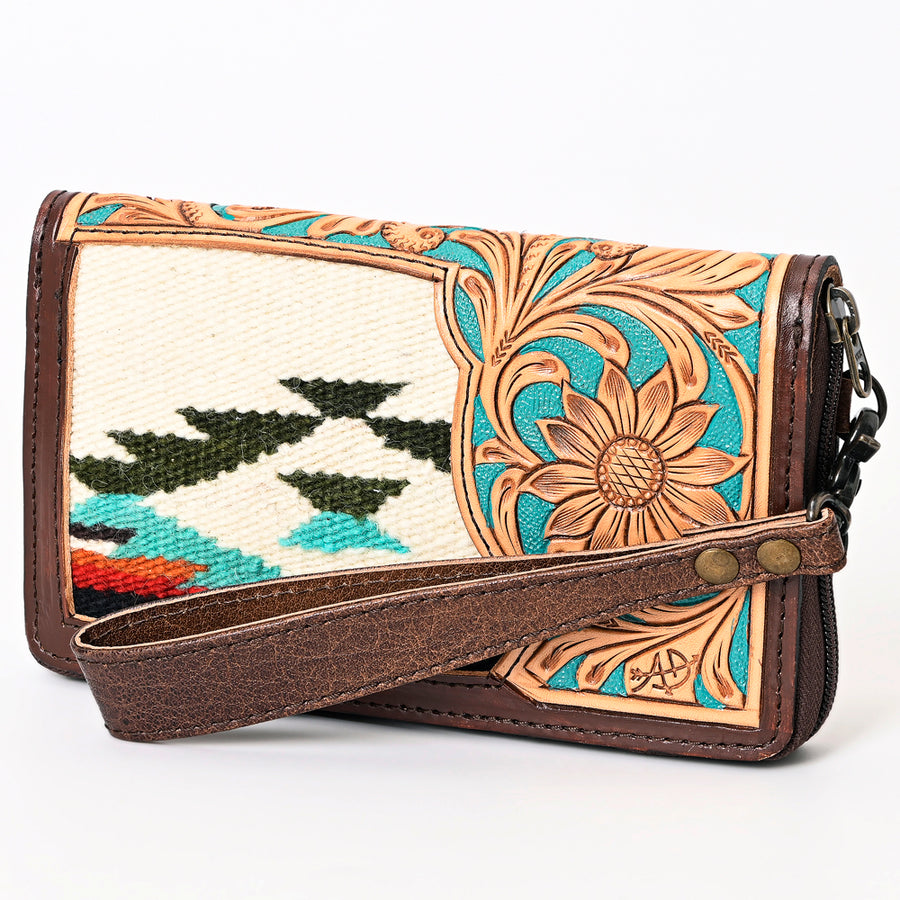 American Darling Western Organizer Bag Hand Tooled Leather Saddle Blanket - Uhorse