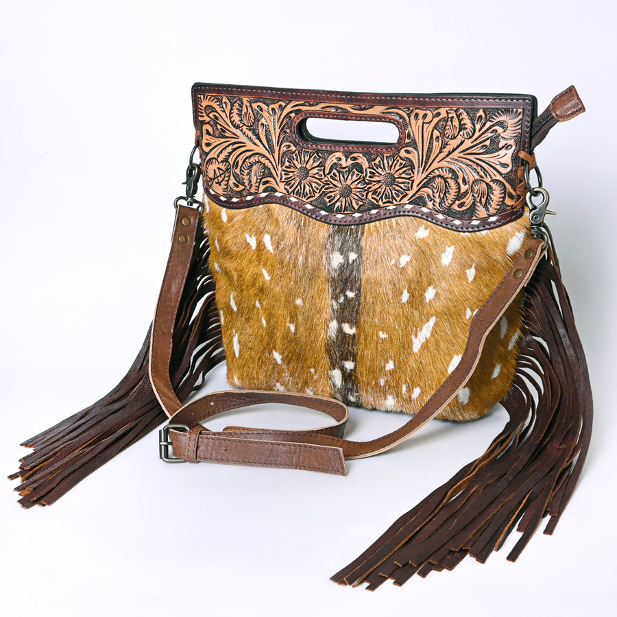 American Darling Clutch Hand Tooled Hair on Genuine Leather Western Women Bag Handbag Purse | Purses for Cute - Uhorse
