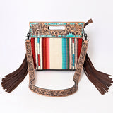 American Darling Clutch Hand Tooled Saddle Blanket Fabric Genuine Leather Western Women Bag Handbag Purse | Purses for Cute