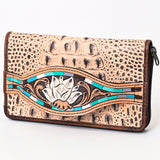 American Darling ADBG1190A Wallet Hand Tooled Crocodile Embossed by Hilason – Cowboy and equestrian accessories