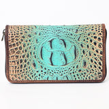 American Darling Wallet Hand Tooled Crocodile Embossed Genuine Leather Women Bag Western Handbag Purse