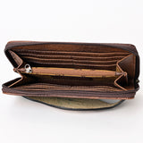 American Darling Western Leather Wallet Bag Crocodile Embossed Genuine Leather Hand Tooled 4.5in (H) X 8in (W)