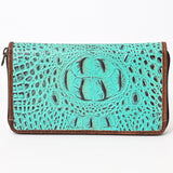 American Darling Wallet Hand Tooled Crocodile Embossed Genuine Leather Women Bag Western Handbag Purse