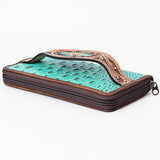 American Darling Western Leather Wallet Bag Crocodile Embossed Genuine Leather Hand Tooled 4.5in (H) X 8in (W)