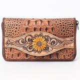 American Darling Wallet Hand Tooled Crocodile Embossed Genuine Leather Women Bag Western Handbag Purse