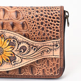 American Darling Wallet Hand Tooled Crocodile Embossed Genuine Leather