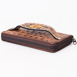 American Darling Wallet Hand Tooled Crocodile Embossed Genuine Leather