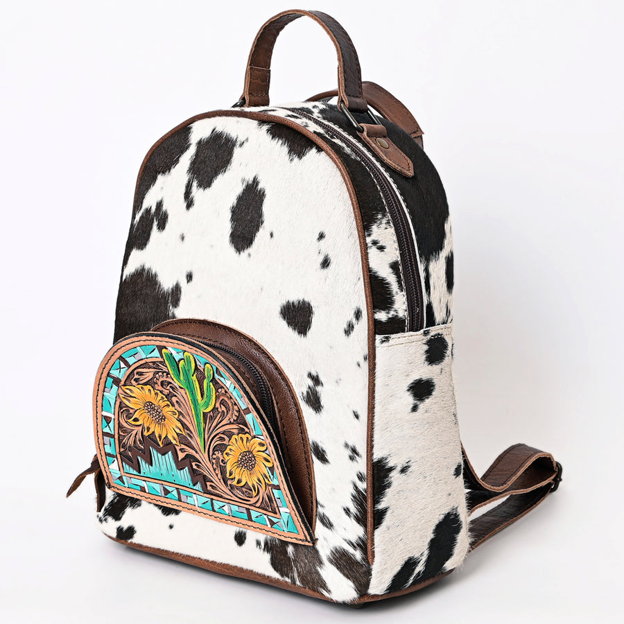 American Darling Backpack Hand Tooled Hair on Genuine Leather Western Women Bag | for Laptop School Purse Travel - Uhorse