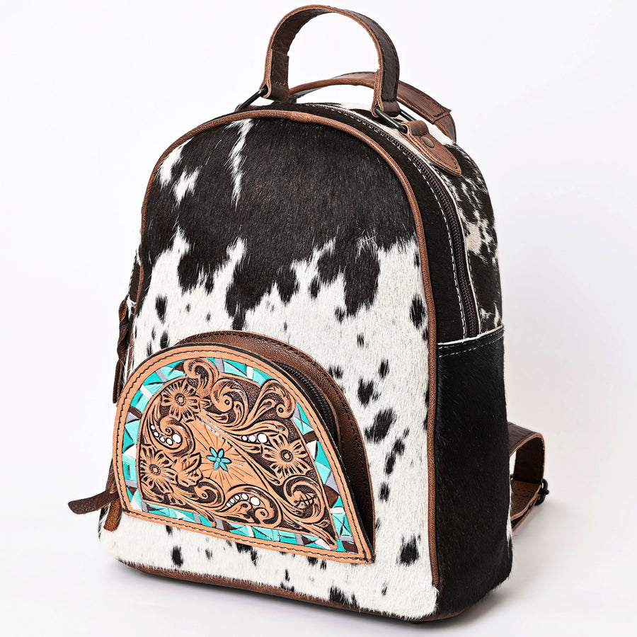 American Darling Backpack Hand Tooled Hair on Genuine Leather Western Women Bag | for Laptop School Purse Travel - Uhorse