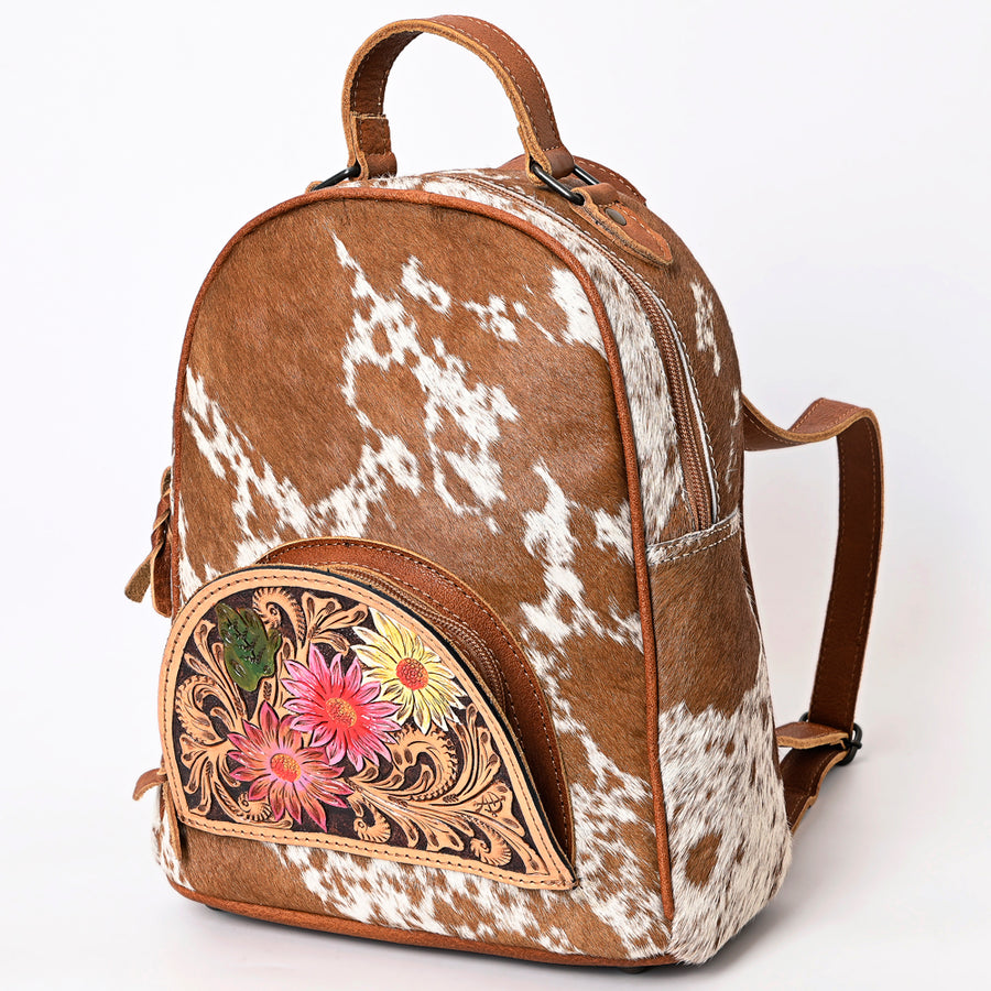 American Darling Backpack Hand Tooled Hair on Genuine Leather Western Women Bag | for Laptop School Purse Travel - Uhorse