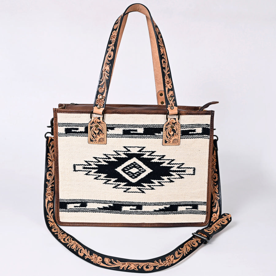 American Darling Women's Tote Bag Western Saddle Blanket Genuine Leather Handbag and Ladies Purse