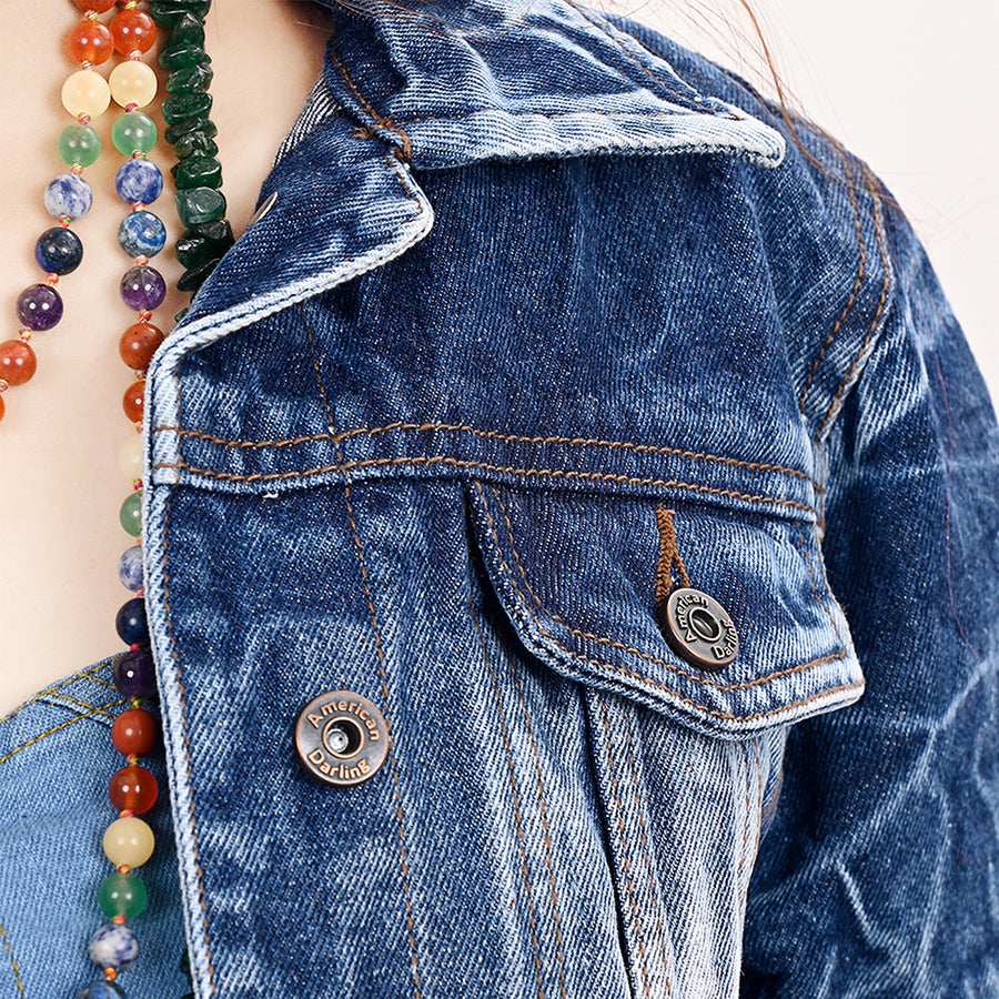 American Darling Genuine leather Hand tooled carved Women 100% cotton Denim jacket dress ladies girl | Shirt for