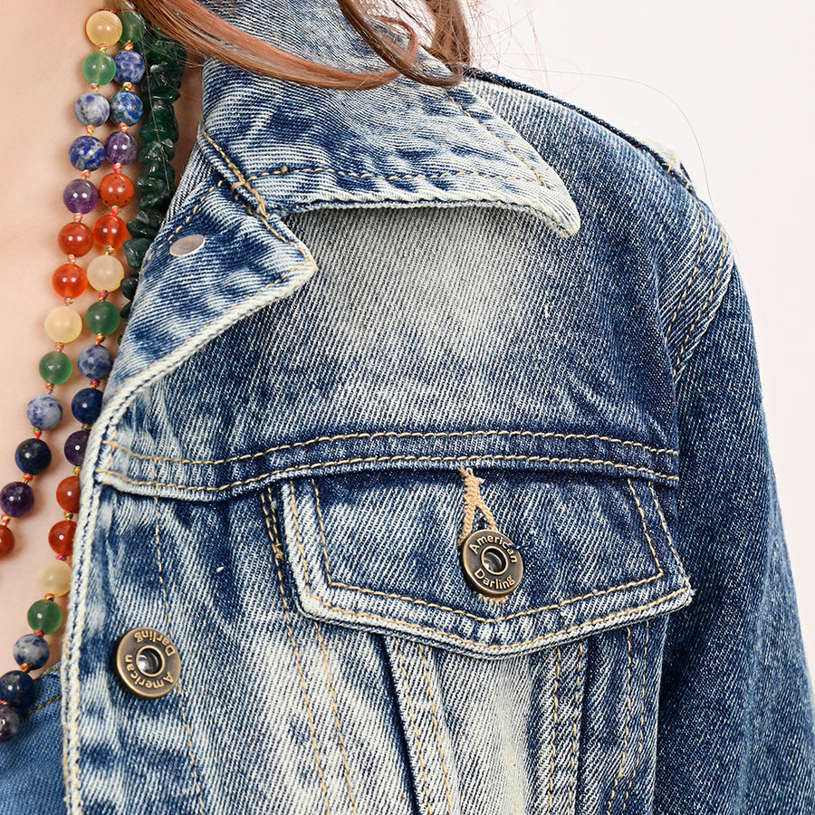 American Darling Genuine leather Hand tooled carved Women 100% cotton Denim jacket dress ladies girl | Shirt for