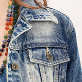 ADJKT027 Genuine leather Hand tooled hand carved Women 100% cotton Denim jacket dress ladies girl