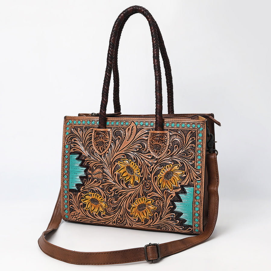 American Darling Floral Tooled Leather Tote | Western Crossbody Bag - Uhorse