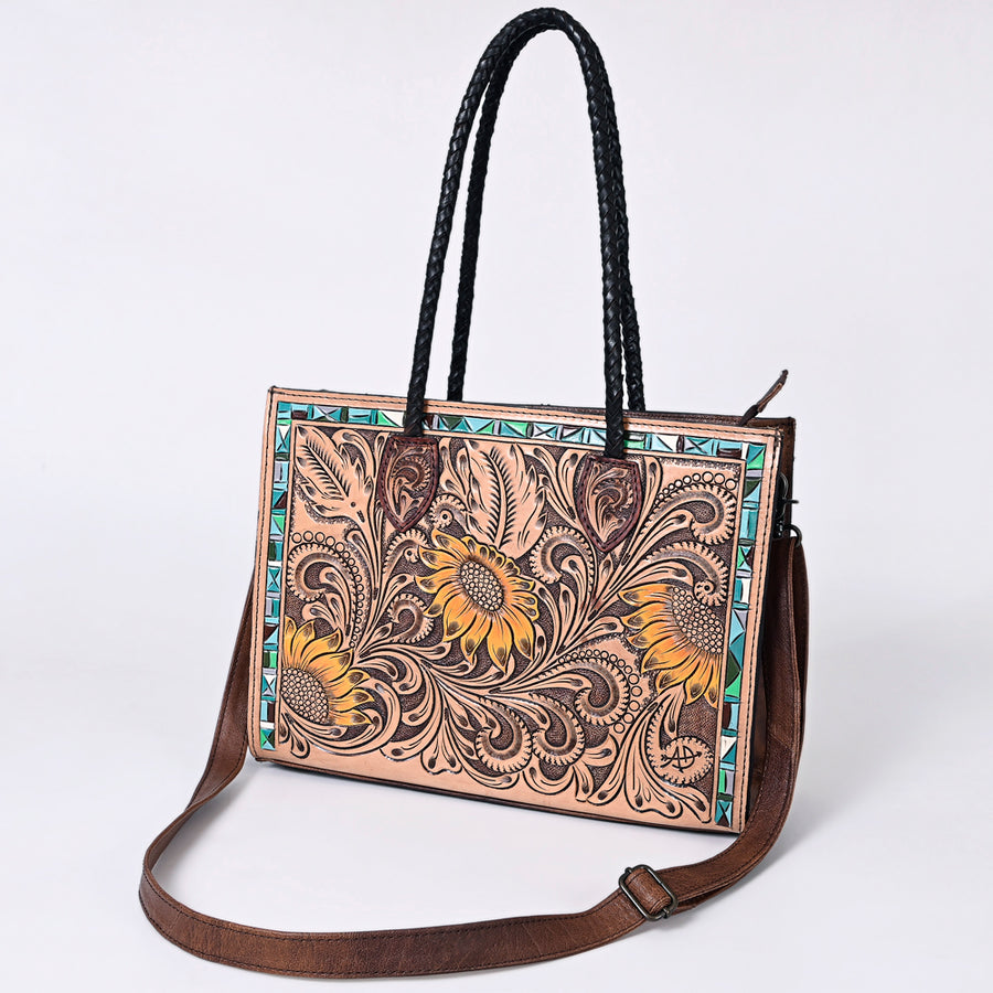American Darling Floral Tooled Leather Tote | Western Crossbody Bag - Uhorse