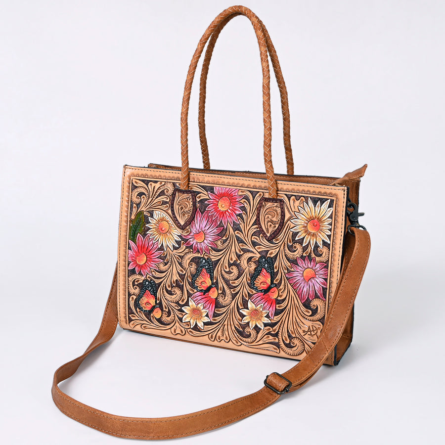 American Darling Floral Tooled Leather Tote | Western Crossbody Bag - Uhorse