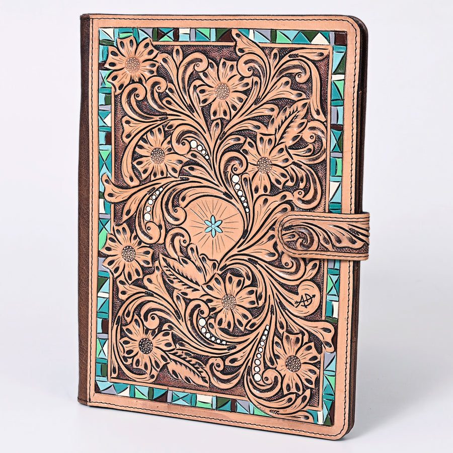 American Darling Hand-Tooled Floral Genuine Leather Western Portfolio Bag - Uhorse