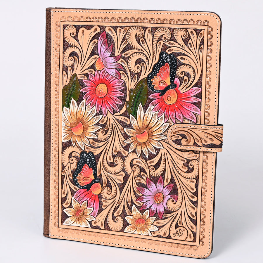 American Darling Hand-Tooled Floral Genuine Leather Western Portfolio Bag - Uhorse