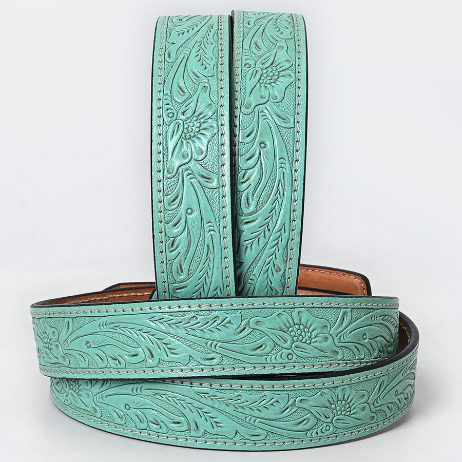 American Darling Beautifully Hand Tooled Brown Genuine Leather Belt Men and Women Western with Removable Buckle
