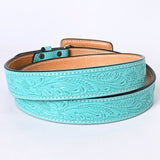 American Darling Beautifully Hand Tooled Turquoise Genuine American Leather Belt Men and Women Western Belt with Removable Buckle