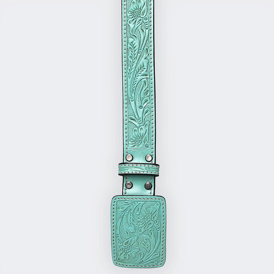 American Darling Beautifully Hand Tooled Brown Genuine Leather Belt Men and Women Western with Removable Buckle