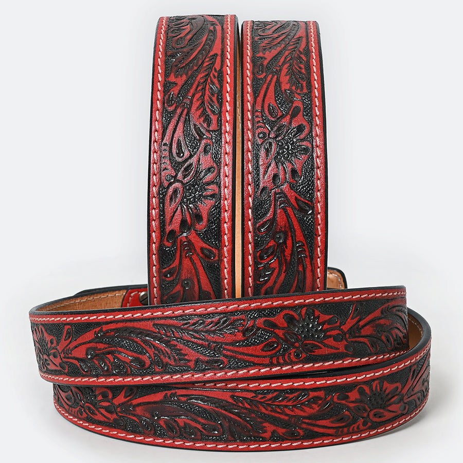 American Darling Beautifully Hand Tooled Brown Genuine Leather Belt Men and Women Western with Removable Buckle
