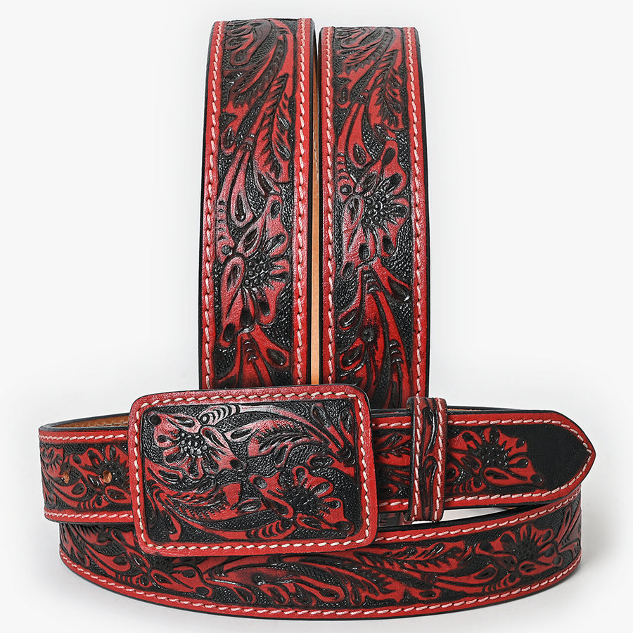 Beautifully Hand Tooled Genuine American Leather Belt Men and Women - Uhorse