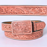 American Darling Beautifully Hand Tooled Peach Genuine American Leather Belt Men and Women Western Belt with Removable Buckle