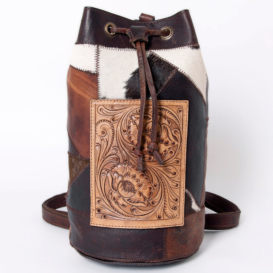 OHLAY Duffel Hand Tooled Hair-On Genuine Leather Women's Bag Western Handbag Purse | Womens Handbags Belt for Women Summer