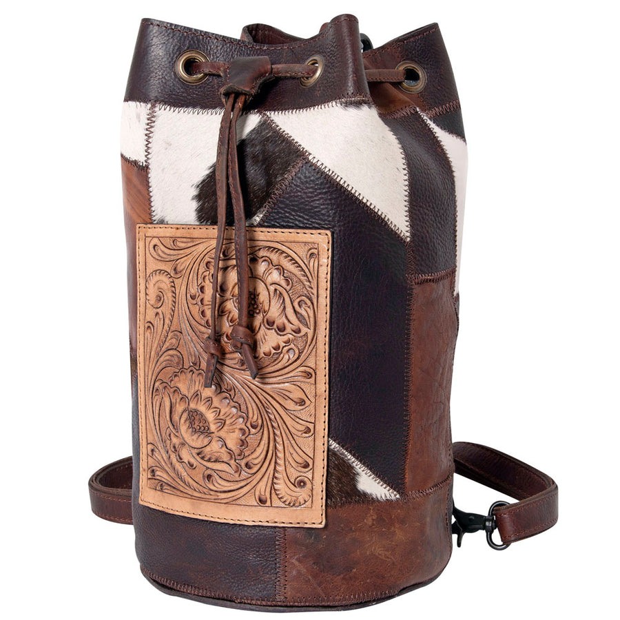 OHLAY KBZ102 DUFFEL Hand Tooled Hair-on Genuine Leather women bag by Hilason – Cowboy and equestrian accessories