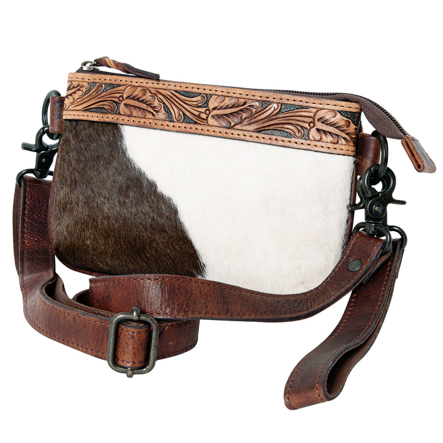 SKBZ103 Ohlay W. Genuine Hair-On Leather Hand Tooled Women Crossbody by Hilason – Cowboy and equestrian accessories