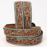 Hilason Western Floral Hand Tooled Carved Genuine Leather Belt Brown