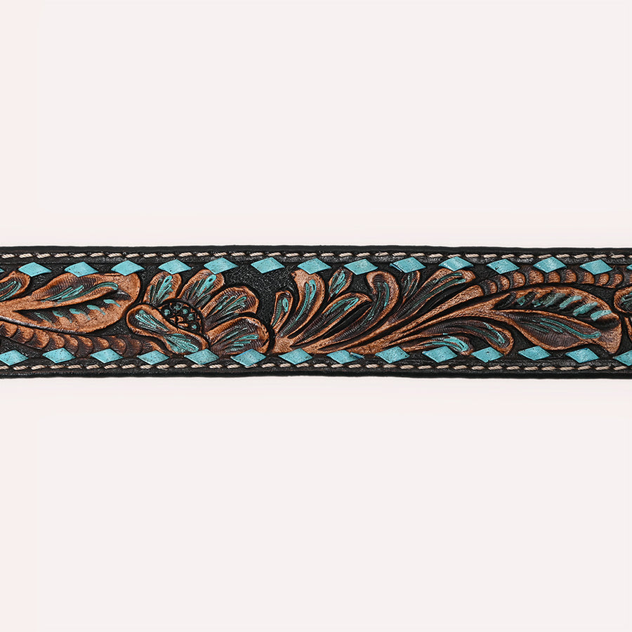 HILASON Western Genuine Leather Belt for Men Women Cowboy Cowgirl Handmade Unisex Full Grain Heavy Duty Floral Tooled