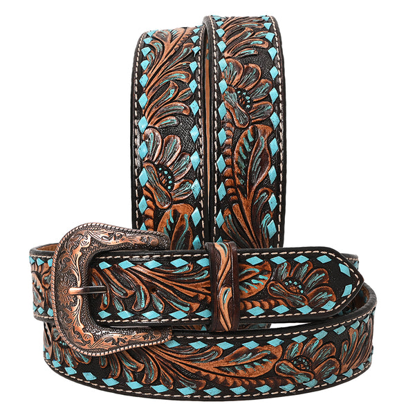 HILASON Western Genuine Leather Belt for Men Women Cowboy Cowgirl Handmade Unisex Full Grain Heavy Duty Floral - Uhorse