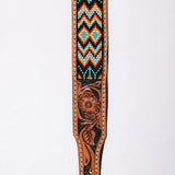 Hilason Western Beaded Aztec Design Hand Work Genuine Leather Dog Collar Tan