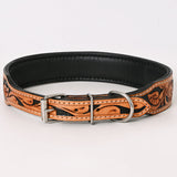 Hilason Western Beaded Aztec Design Hand Work Genuine Leather Dog Collar Tan