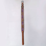 Hilason Western Hand Carved Floral Genuine Leather Dog Collar Brown With Hand Tooled & Painted