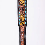 Hilason Western Hand Carved Floral Genuine Leather Dog Collar Brown With Hand Tooled & Painted