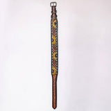 Hilason Western Hand Carved Floral Genuine Leather Dog Collar Brown With Hand Tooled & Painted