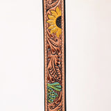 Hilason Hand Painted Sunflower Cactus Genuine Leather Dog Collar Tan