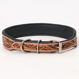 Hilason Hand Painted Sunflower Cactus Genuine Leather Dog Collar Tan