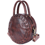 Never Mind Nmbgm136B Canteen Vintage Handmade Genuine Cowhide Leather Women Bag Western Handbag Purse